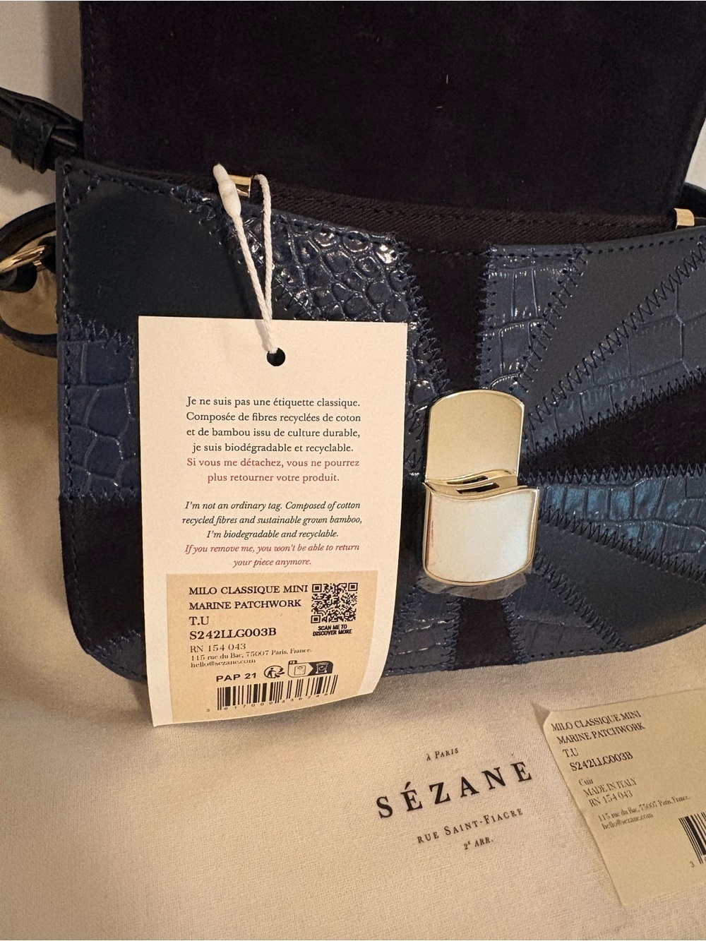 Sezane Mini Milo - Navy Patchwork - Picture 5 of 6